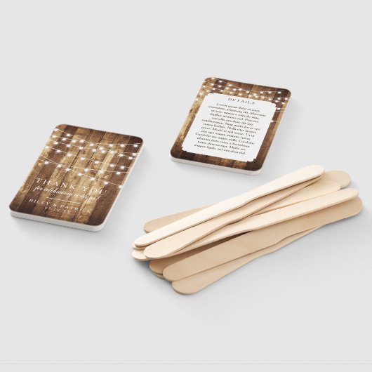 Rustic Wood Fairy Light Barn Wedding Vielen Dank Fächer (Non-assembled)