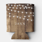 Rustic Wood Fairy Light Custom Holiday Party Biere Dosenkühler (Rückseite)
