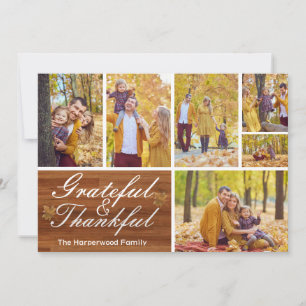 Rustic Wood Fall Erntedank Familie Foto Collage Feiertagskarte
