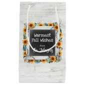 Rustic Wood Fall Erntedank Sonnenblumenpumpen Kleine Geschenktüte (Vorderseite)