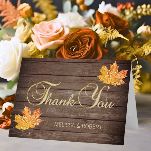Rustic Wood Fall Orange Wedding Vielen Dank Dankeskarte