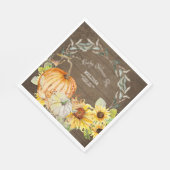 Rustic Wood Fall Pumpkins w Sunflowers Babydusche Serviette (Ecke)