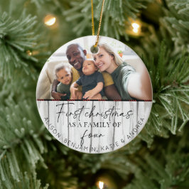 Rustic Wood Family Foto 1. Weihnachten Keramik Ornament