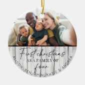 Rustic Wood Family Foto 1. Weihnachten Keramik Ornament (Vorne)