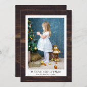 Rustic Wood Family Foto Frohe Weihnachten (Vorne/Hinten)