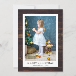 Rustic Wood Family Foto Frohe Weihnachten