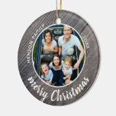 Rustic Wood Family Foto Frohe Weihnachten Keramik Ornament (Links)
