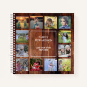 Rustic wood family photo collage monogram name notizblock (Vorderseite)