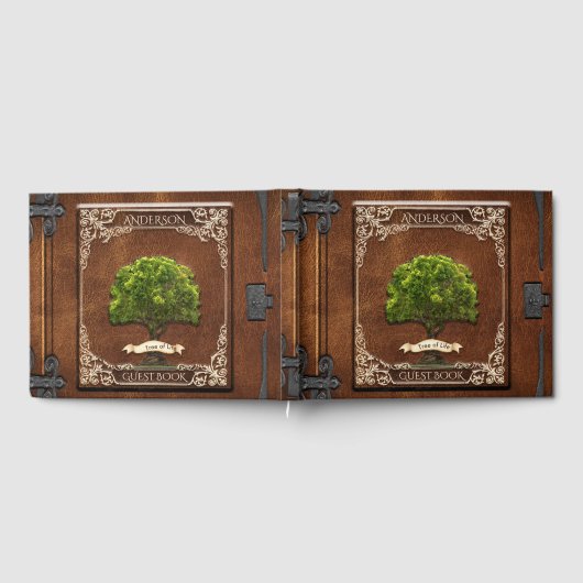 Rustic Wood Family Tree Gästebuch (Voll)