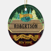 Rustic Wood First Christmas New Zuhause Keramik Ornament (Links)
