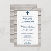 Rustic Wood First Communion Religious event Einladung (Vorne/Hinten)