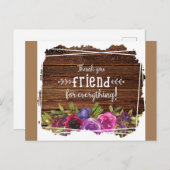 Rustic Wood Floral Friend Vielen Dank Postkarte (Vorne/Hinten)