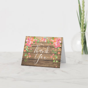 Rustic Wood Floral Geburtstag Danke Note Card
