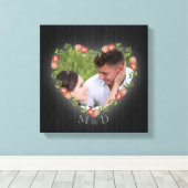 Rustic Wood Floral Heart Custom Photo Leinwanddruck (Insitu (Holzboden))