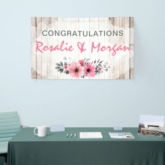 Rustic Wood Floral Hochzeit Herzlichen Glückwunsch Banner (Messeveranstaltung)