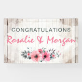 Rustic Wood Floral Hochzeit Herzlichen Glückwunsch Banner (Horizontal)