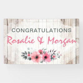 Rustic Wood Floral Hochzeit Herzlichen Glückwunsch Banner