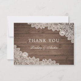 Rustic Wood Floral Lace Wedding Vielen Dank Dankeskarte