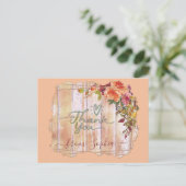 Rustic Wood Floral Name Vielen Dank Postkarte (Stehend Vorderseite)