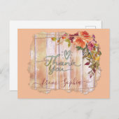 Rustic Wood Floral Name Vielen Dank Postkarte (Vorne/Hinten)