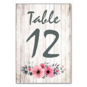 Rustic Wood Floral Rose Wedding Tischnummer Card (Rückseite)