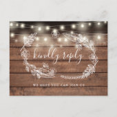 Rustic Wood Floral Song Request RSVP Card Einladungspostkarte (Vorderseite)