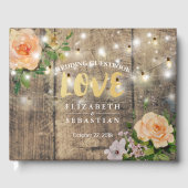 Rustic Wood Floral String Lights Wedbook Gästebuch (Vorderseite)
