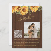 Rustic wood floral sunflower garden barn wedding einladung (Rückseite)