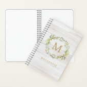 Rustic Wood Floral Watercolor Monogram Notizblock (Innen)