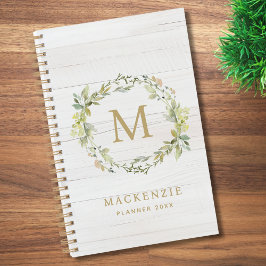 Rustic Wood Floral Watercolor Monogram Planer