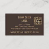 Rustic Wood Forest Property Rental QR Code Visitenkarte (Rückseite)