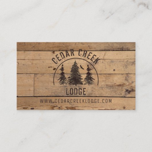 Rustic Wood Forest Property Rental QR Code Visitenkarte (Vorderseite)