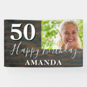Rustic Wood Foto 50. Geburtstagsparty Banner (Horizontal)