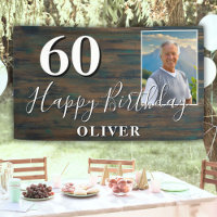 Rustic Wood Foto 60. Geburtstagsparty Banner