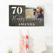 Rustic Wood Foto 70. Geburtstagsparty Banner (Insitu)
