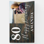 Rustic Wood Foto 80. Geburtstagsparty Banner (Vertikal)