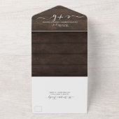 Rustic Wood Foto Monogram Wedding RSVP All In One Einladung (Außenbereich)