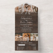 Rustic Wood Foto Monogram Wedding RSVP All In One Einladung (Innen Boden)
