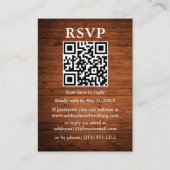 Rustic Wood Foto QR Wedding RSVP Begleitkarte (Vorderseite)