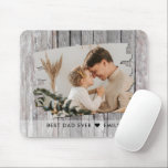 Rustic Wood Foto von Template Best Dad Ever Mousepad<br><div class="desc">Best dad ever mousepad with a rustic wood texture background. Personalize with your favorite foto and custom message.</div>