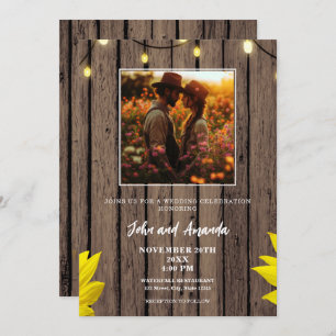 Rustic Wood Foto Western Wedding Einladung