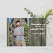 Rustic Wood Four Foto Scripting Abschluss Ankündigung (Stehend Vorderseite)