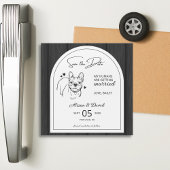 Rustic Wood French Bulldog Wedding Save the Date Magneteinladung