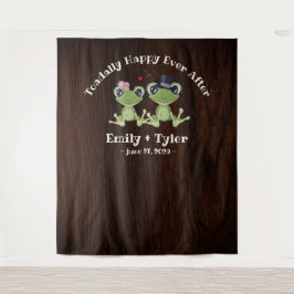 Rustic Wood Frog Couple Country Wedding Hintergrun Wandteppich