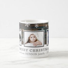 Rustic Wood Frohe Weihnachtsfamilie Foto Kaffeetasse