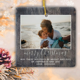 Rustic Wood Frohe Weihnachtsschrift Family Foto Ce Keramikornament