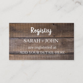 Rustic Wood Gift Registrierungskarte Visitenkarte