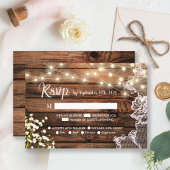 Rustic Wood Gipskraut & Lace Wedding RSVP