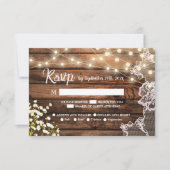 Rustic Wood Gipskraut & Lace Wedding RSVP (Vorderseite)