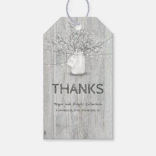 Rustic Wood Gipskraut Mason Jar Barn Wedding Geschenkanhänger